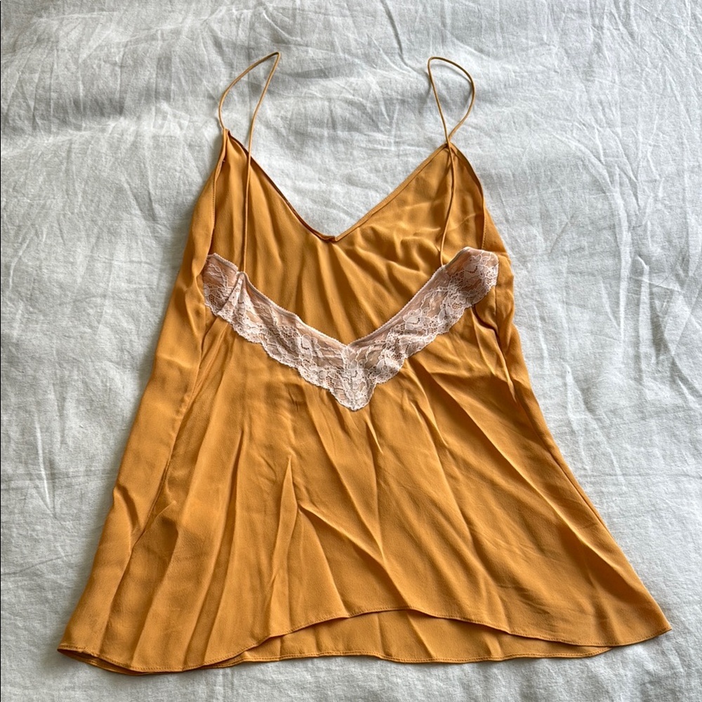 Women's IRO Mustard Spaghetti Strap Top with lace detail back